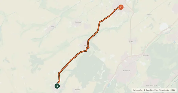 Kartenübersicht der Radroute Glehn (04) - Schwerfen (57)