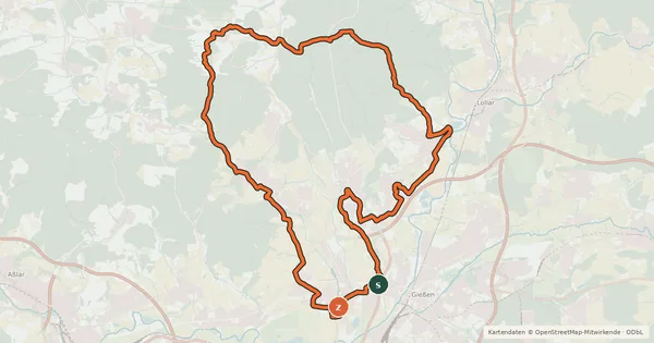 Kartenübersicht der Radroute Gleiberg-Route
