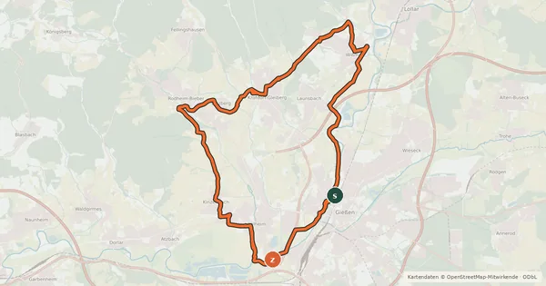 Kartenübersicht der Radroute Gleiberger Land-Tour