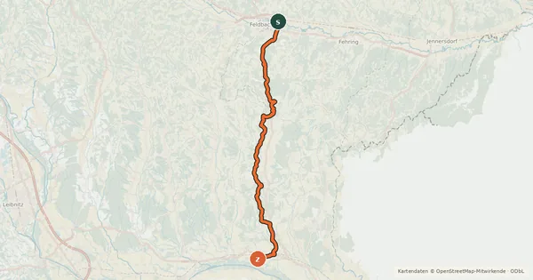 Kartenübersicht der Radroute Gleichenberger Radweg