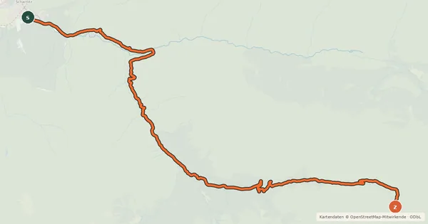 Kartenübersicht der Radroute Gleirschtal - Pfeishütte