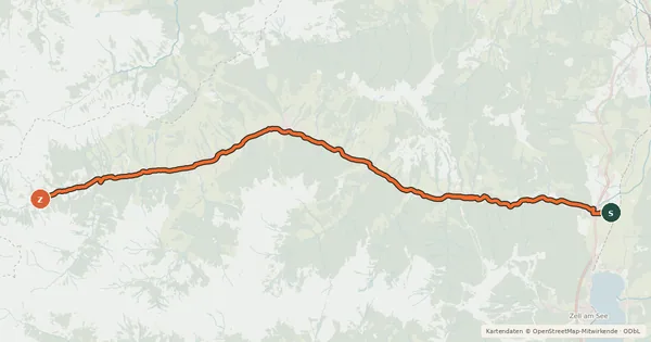 Kartenübersicht der Radroute Glemmtalradweg
