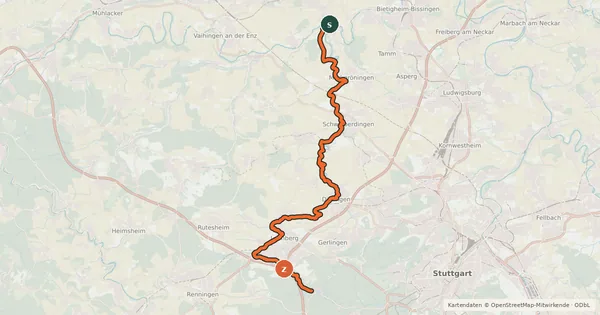 Kartenübersicht der Radroute Glemsmühlenweg