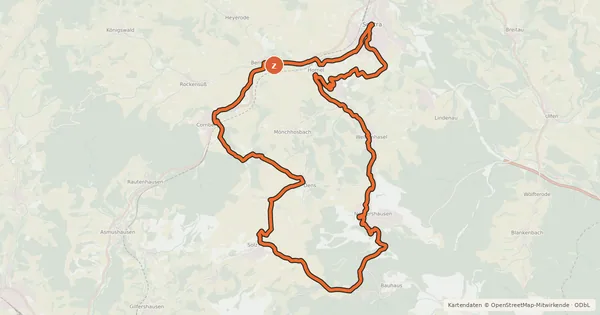 Kartenübersicht der Radroute Glück-auf-Radweg