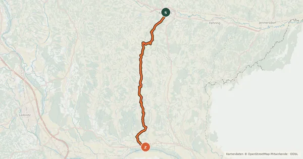 Kartenübersicht der Radroute Gnastalradweg