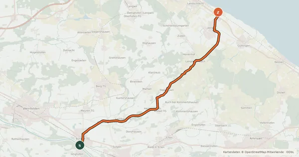 Kartenübersicht der Radroute Gögelland-Route