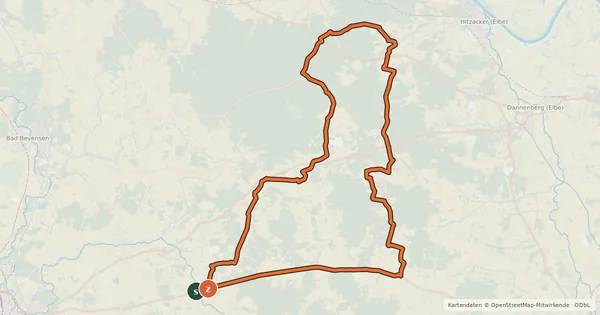 Kartenübersicht der Radroute Göhrde-Tour
