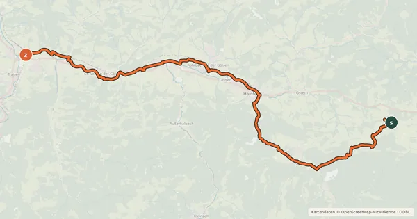Kartenübersicht der Radroute Gölsental-Radweg