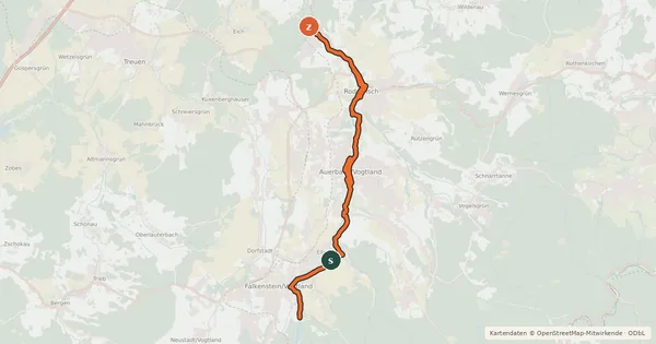 Kartenübersicht der Radroute Göltzschtalradweg-Talweg