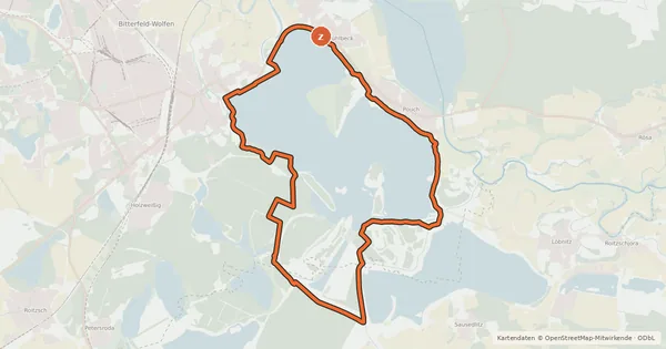 Kartenübersicht der Radroute Goitzsche Rundweg