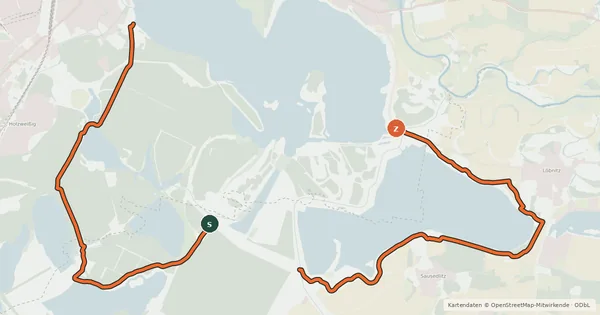 Kartenübersicht der Radroute Goitzsche Rundweg Variante