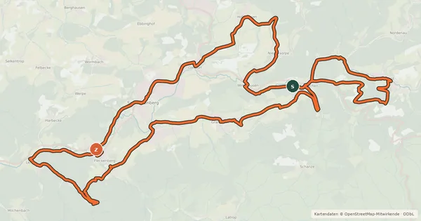 Kartenübersicht der Radroute Golddorf-Radroute