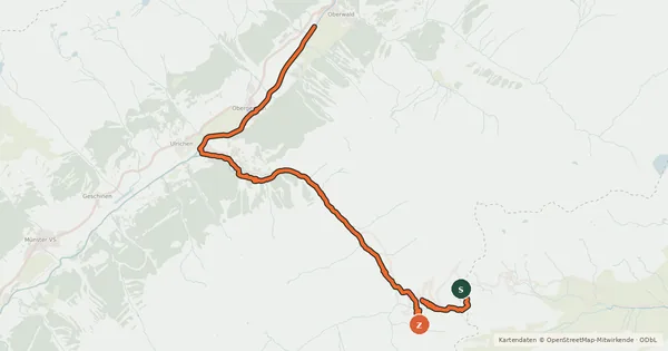Kartenübersicht der Radroute Gotthard Bike Nufenen Andermatt