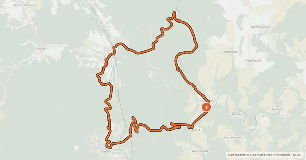 Kartenübersicht der Radroute Gräfendorf