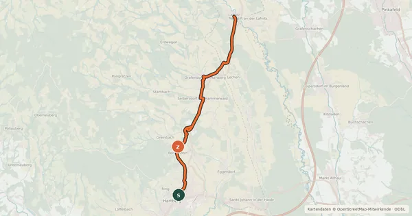 Kartenübersicht der Radroute Grafendorfer Radweg