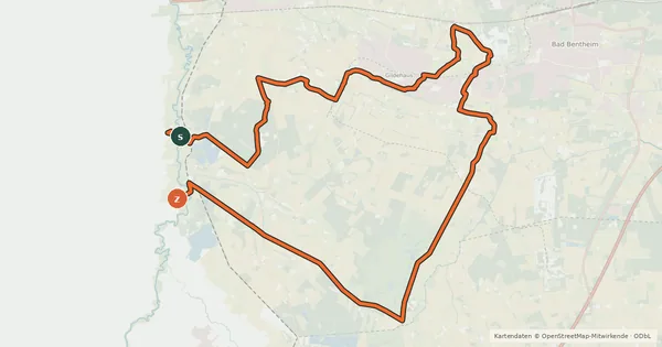 Kartenübersicht der Radroute Grafschafter Fietsentour, Rundroute 1