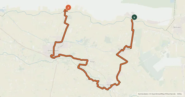 Kartenübersicht der Radroute Grafschafter Fietsentour, Rundroute 11