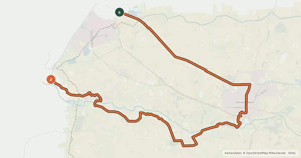 Kartenübersicht der Radroute Grafschafter Fietsentour, Rundroute 12