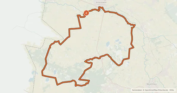 Kartenübersicht der Radroute Grafschafter Fietsentour, Rundroute 13