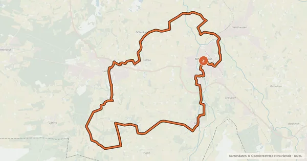 Kartenübersicht der Radroute Grafschafter Fietsentour, Rundroute 15