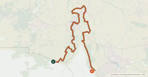 Kartenübersicht der Radroute Grafschafter Fietsentour, Rundroute 16
