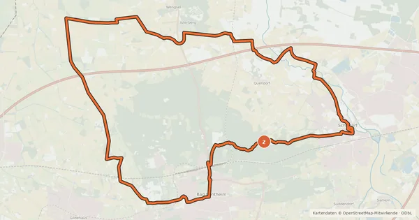 Kartenübersicht der Radroute Grafschafter Fietsentour, Rundroute 2