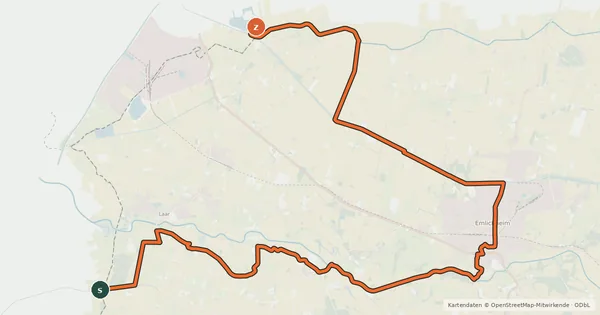 Kartenübersicht der Radroute Grafschafter Fietsentour, Rundroute 25