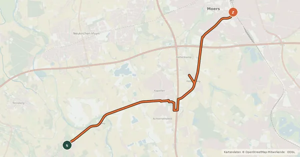 Kartenübersicht der Radroute Grafschafter Rad- und Wanderweg Krefeld Neukirchen-Vluyn Moers