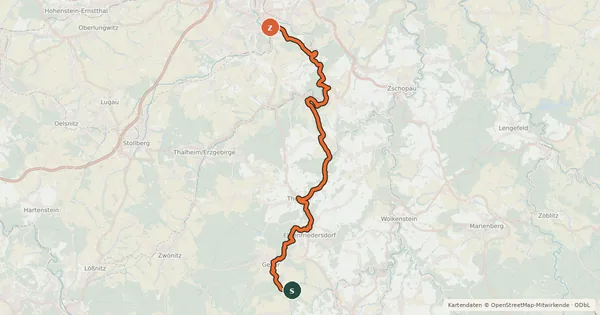 Kartenübersicht der Radroute Granit - Porphyr - Route