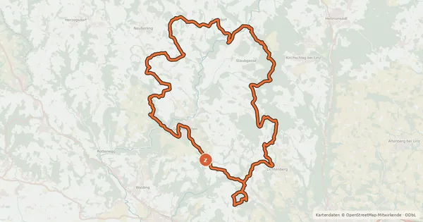 Kartenübersicht der Radroute Granitland-Süd