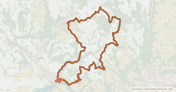 Kartenübersicht der Radroute Granitland-Süd