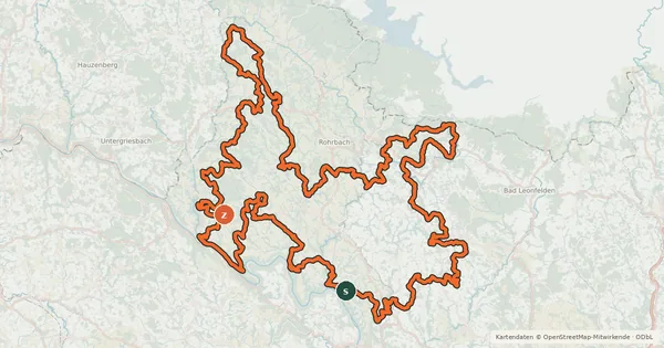 Kartenübersicht der Radroute Granitlandrunde