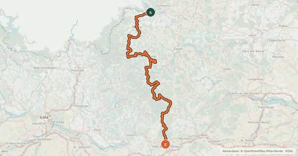 Kartenübersicht der Radroute Granittrail