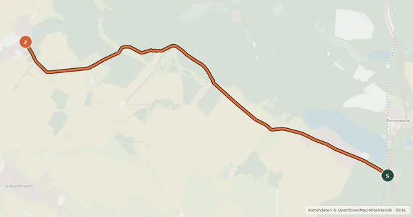 Kartenübersicht der Radroute Gransee (29) - Großwoltersdorf (30)