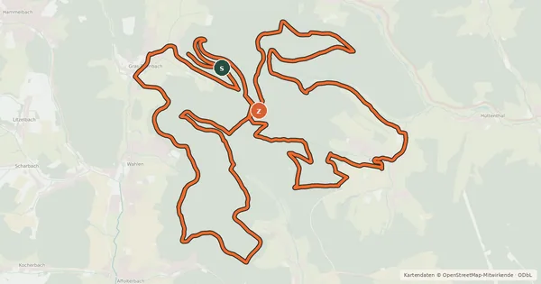 Kartenübersicht der Radroute Gras-Ellenbach 1