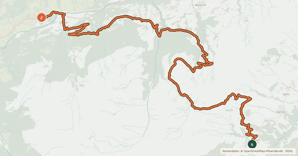 Kartenübersicht der Radroute Graubünden Bike - Etappe 11 (Lumbrein - Trun)