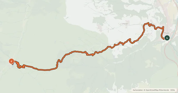 Kartenübersicht der Radroute Graubünden Bike - Etappe 9 (Thusis - Safien Platz)