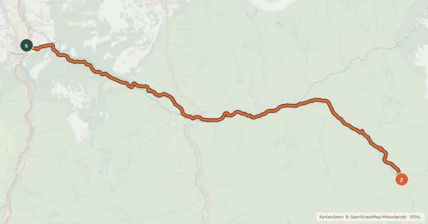 Kartenübersicht der Radroute Graubünden-Route