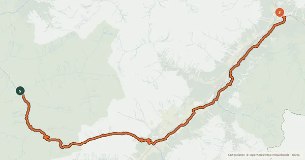 Kartenübersicht der Radroute Graubünden-Route