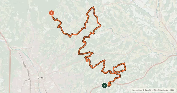 Kartenübersicht der Radroute Graz Umrundung Ost