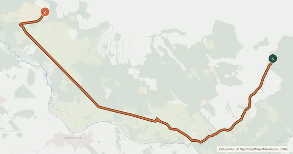 Kartenübersicht der Radroute Greenway Rožmberského dědictví