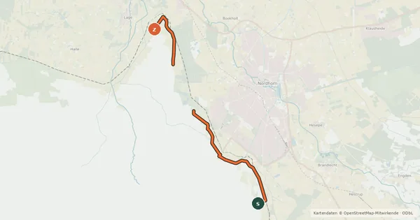 Kartenübersicht der Radroute Grens Fietsroute