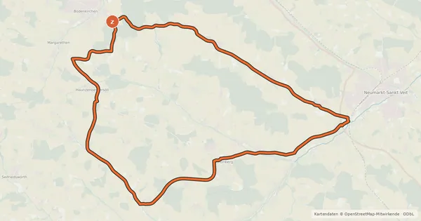 Kartenübersicht der Radroute Grenzland-Tour