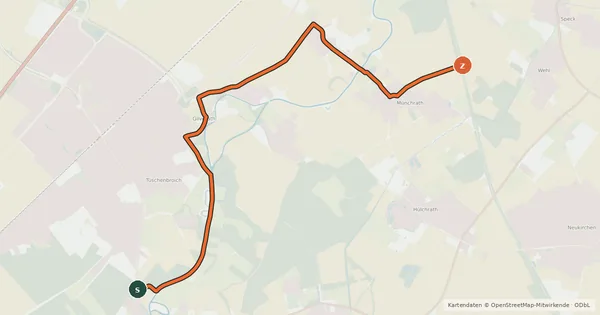 Kartenübersicht der Radroute Grevenbroich (13) - Neuss (94)