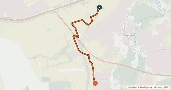 Kartenübersicht der Radroute Grevenbroich (21) - Grevenbroich (24)