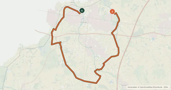 Kartenübersicht der Radroute Gronau Radroute R
