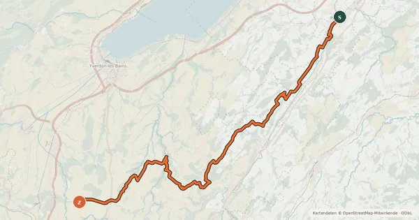 Kartenübersicht der Radroute Gros de Vaud - La Côte