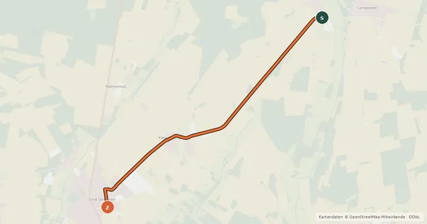 Kartenübersicht der Radroute Groß Oesingen Südost (25) - Lingwedel Süd (35)