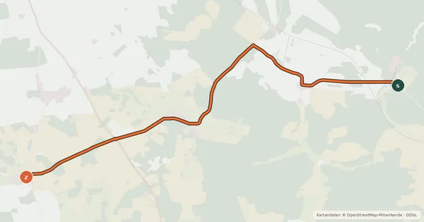 Kartenübersicht der Radroute Groß Pankow (36) - Groß Pankow (66)