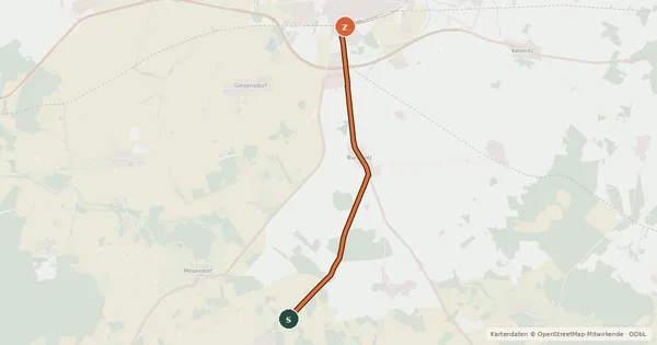 Kartenübersicht der Radroute Groß Pankow (64) - Pritzwalk (82)
